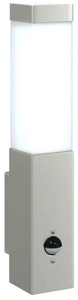 Luzes de Parede Externas com Sensor 2 pcs Aço Inoxidável Prata IP44