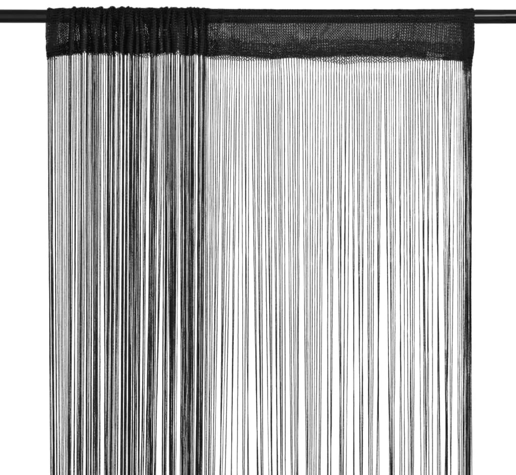 vidaXL Cortinas de fios 2 pcs 100x250 cm preto