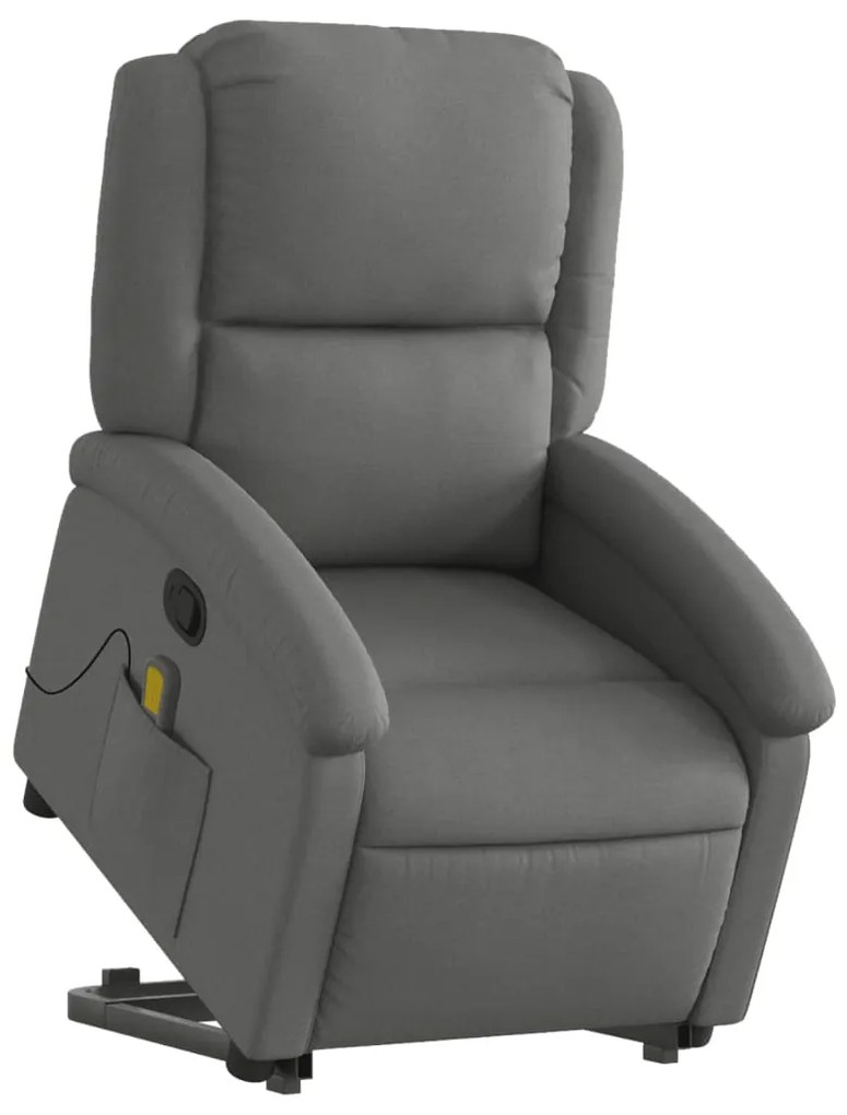 Poltrona elevatória de massagens tecido cinzento-escuro