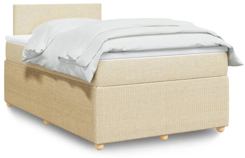 Cama boxspring com colchão 120x190 cm tecido cor creme