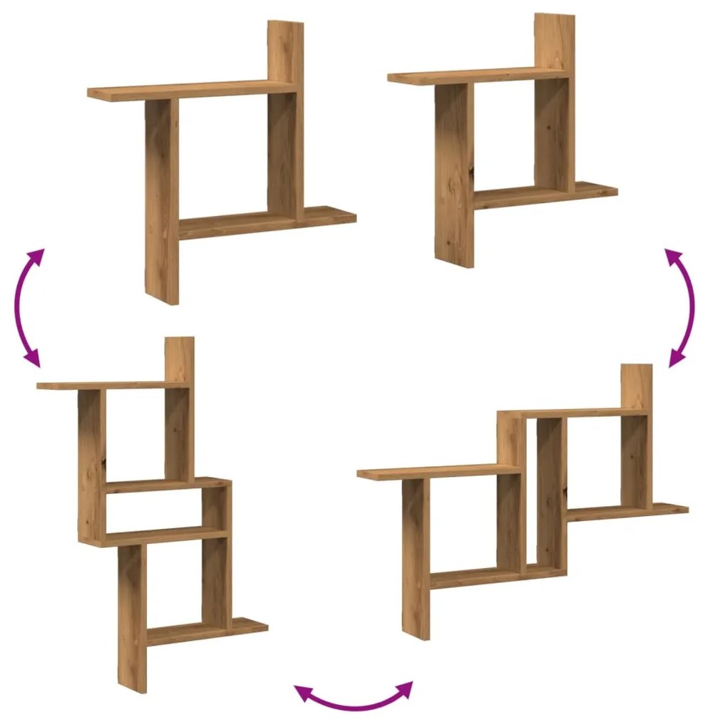 Prateleiras de parede 2pcs derivados madeira carvalho artisiano