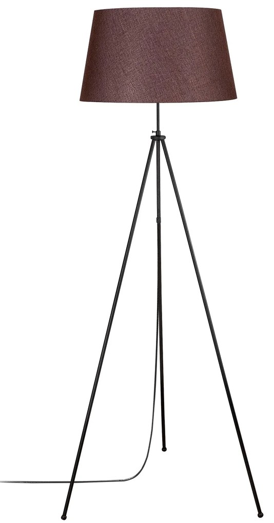 Candeeiro de Pé Tripod – Preto e Castanho – 65 x 65 cm, Altura: 165 cm