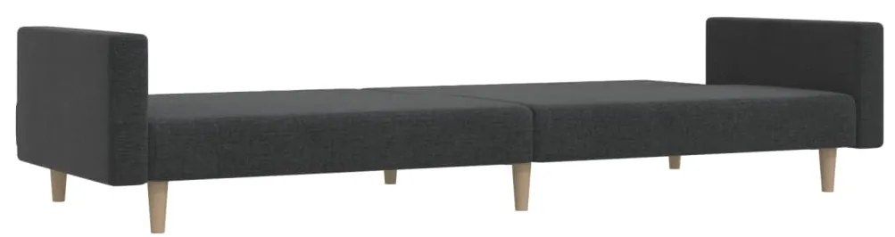 Sofá-cama de 2 lugares tecido cinzento-escuro