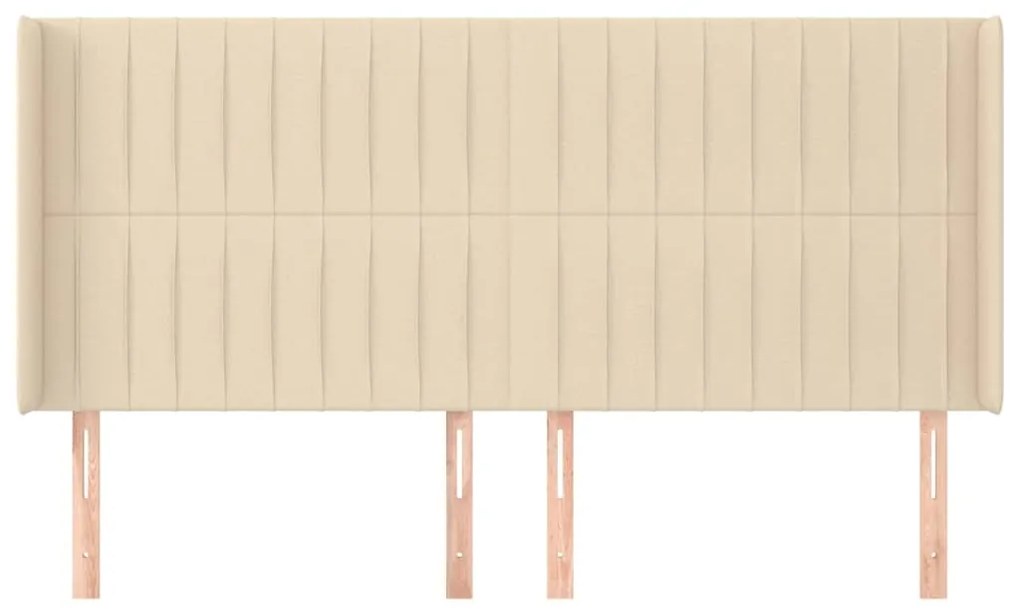 Cabeceira de cama c/ abas tecido 183x16x118/128 cm creme