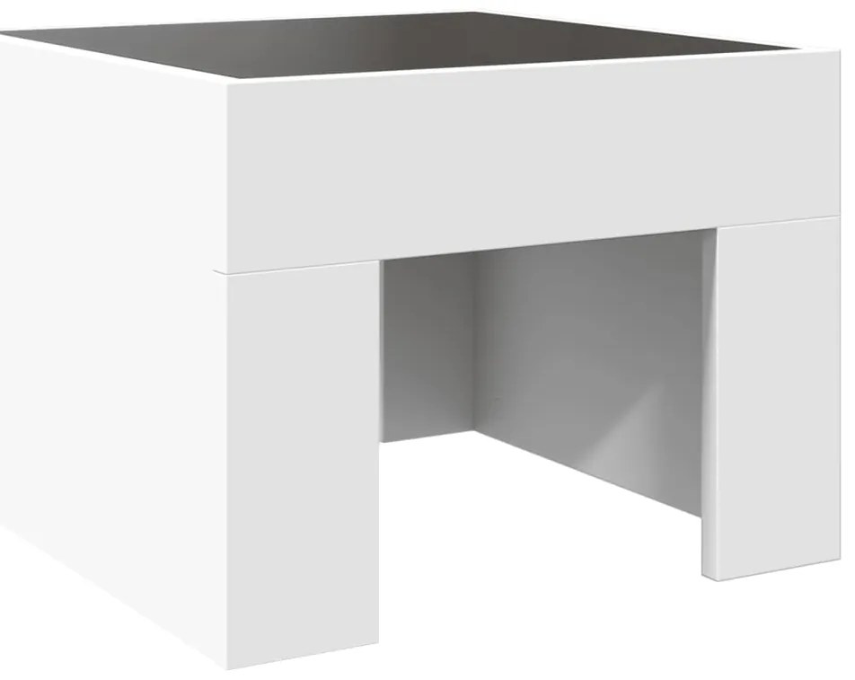 Mesa de cabeceira com luzes LED Infinity 40x40x30 cm branco