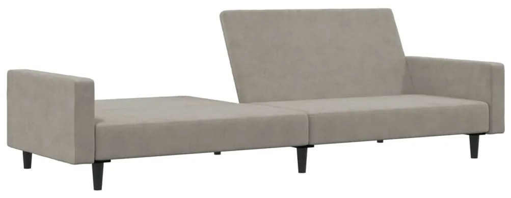 Sofá-cama de 2 lugares veludo cinzento-claro