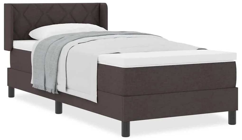 Cama Box Marrom Escuro 90 x 200 cm Tecido e Espuma