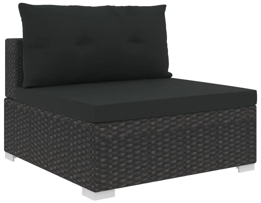 10 pcs conjunto lounge de jardim c/ almofadões vime PE preto