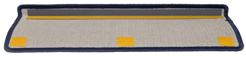 Tapete/carpete para degraus 15 pcs 65x21x4 cm cinzento e azul