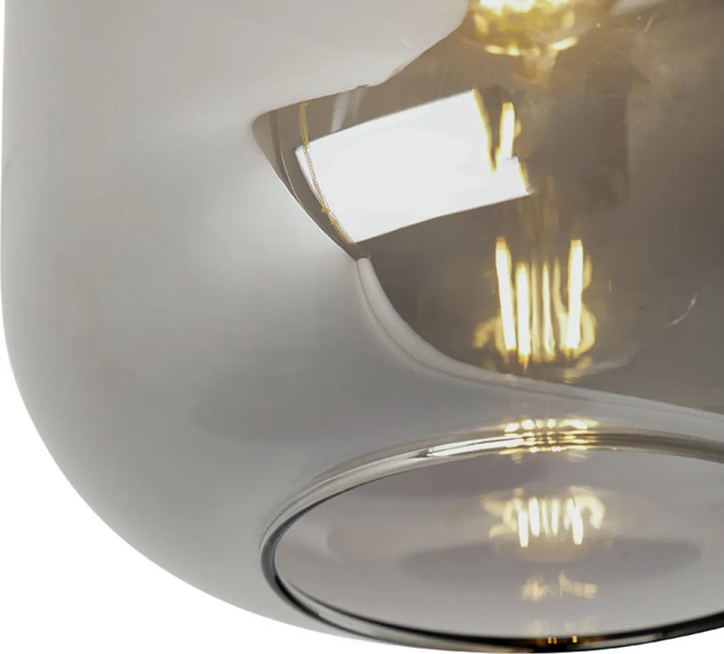 Candeeiro de teto design preto e dourado com vidro fumê - Zuzanna