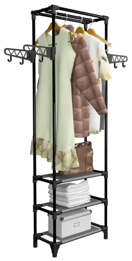 Suporte para roupas aço e tecido não tecido 55x28,5x175cm preto