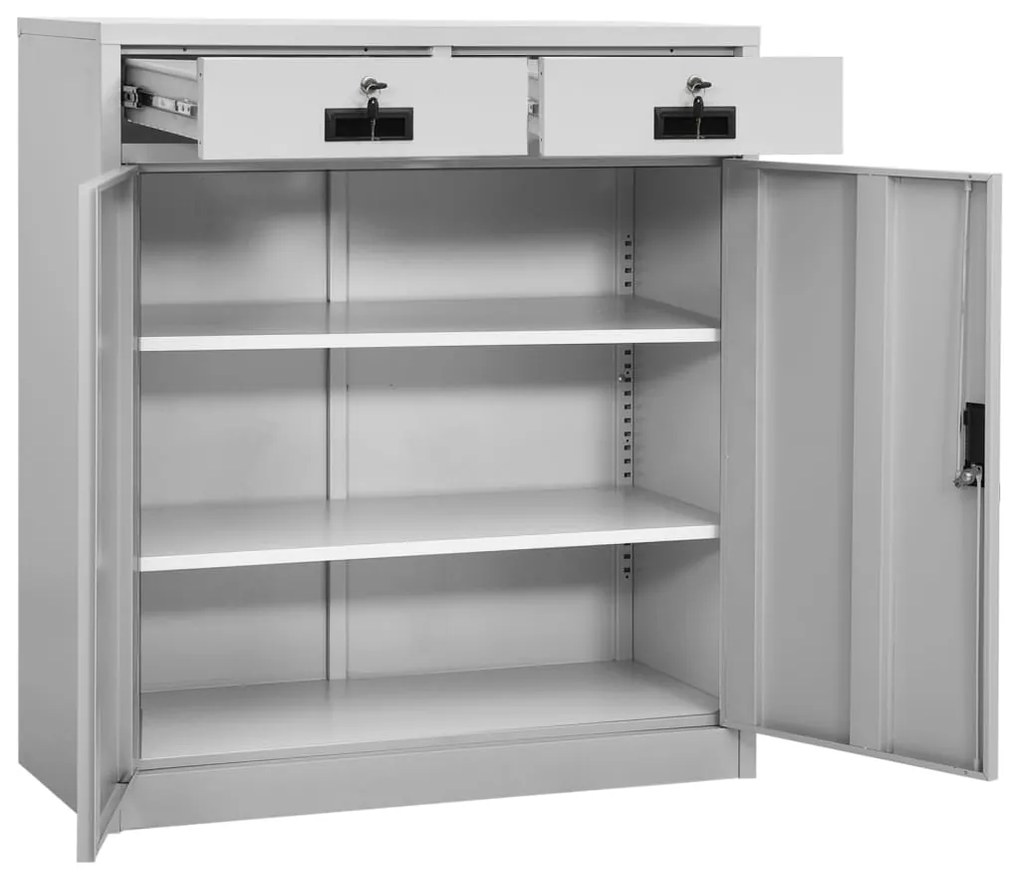 Armário de escritório 90x40x102 cm aço cinzento-claro