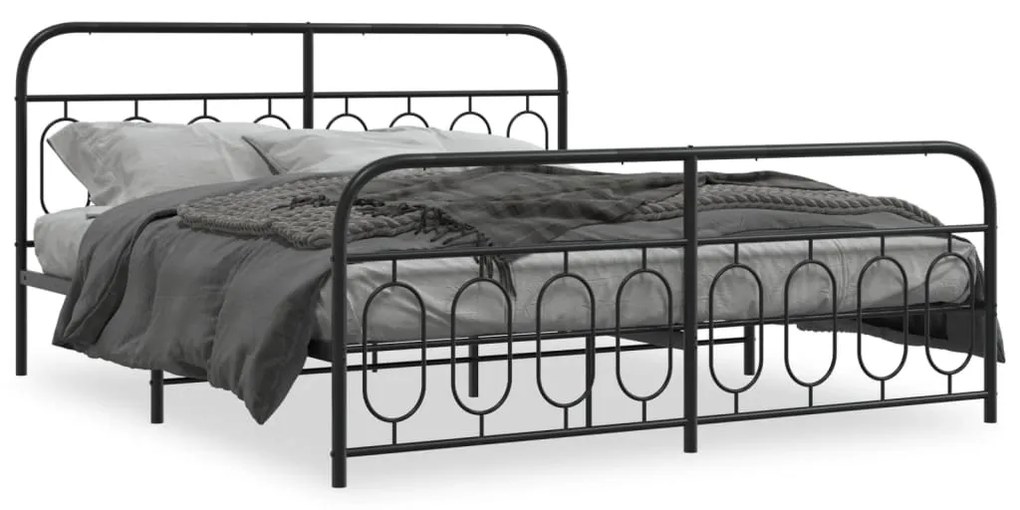 Estrutura de cama com cabeceira e pés 180x200 cm metal preto