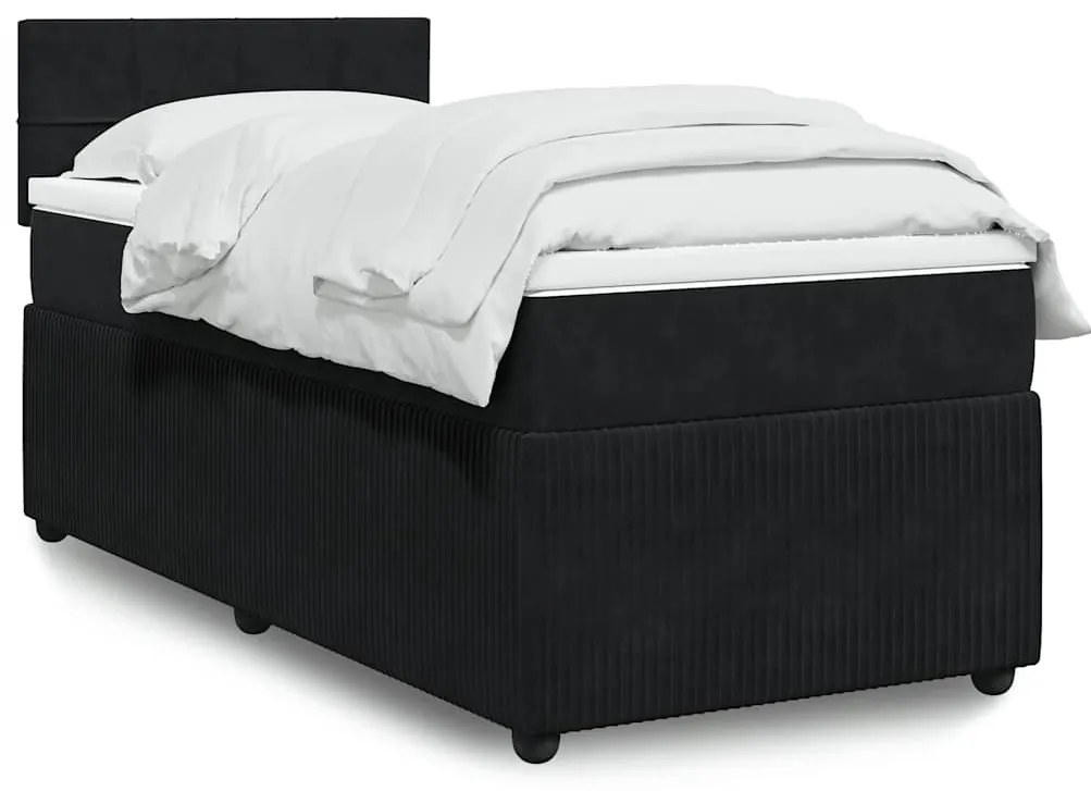 Cama com molas/colchão 100x200 cm veludo preto