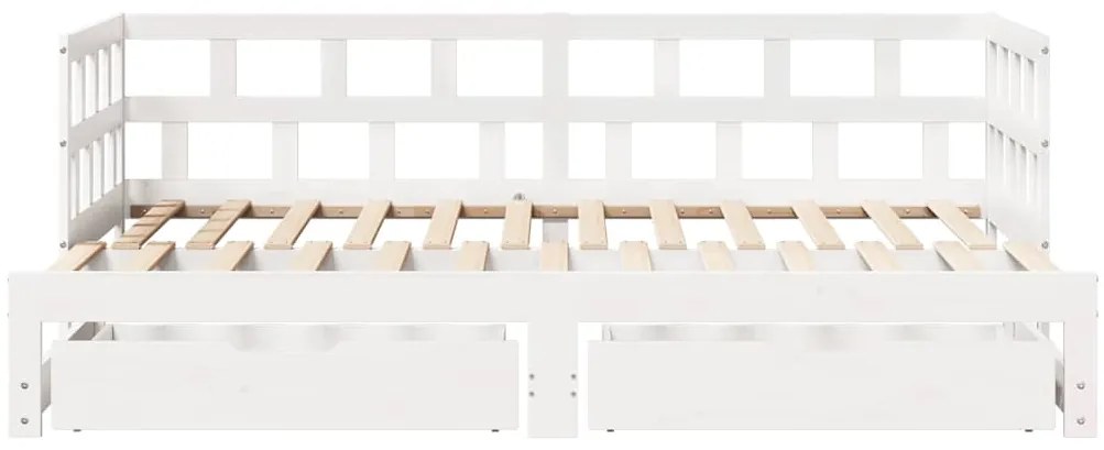 Sofá-cama com gavetão e gavetas sem colchão 90x200 cm branco
