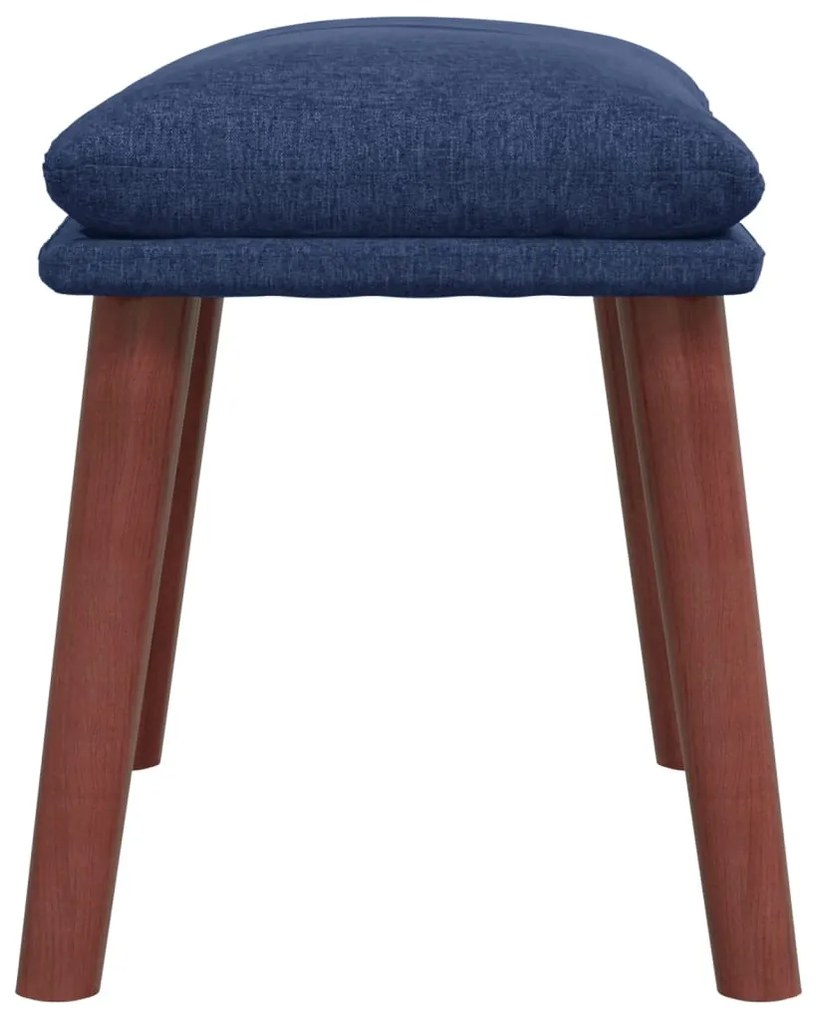 Cadeira de descanso com banco p/ pés tecido azul