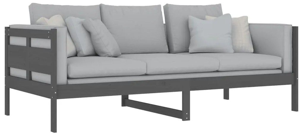 Sofá-cama 90x200 cm madeira de pinho maciça cinzento