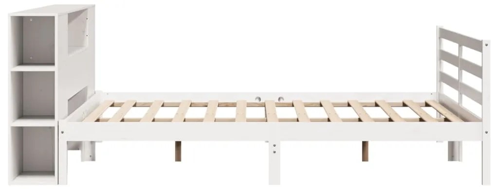Cama com estante sem colchão 200x200 cm pinho maciço branco