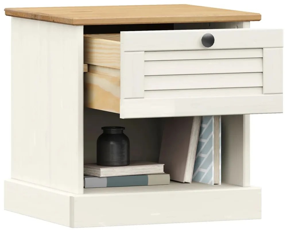 Mesa de cabeceira VIGO 42x35x42 cm pinho maciço branco