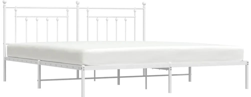Estrutura de cama com cabeceira 193x203 cm metal branco
