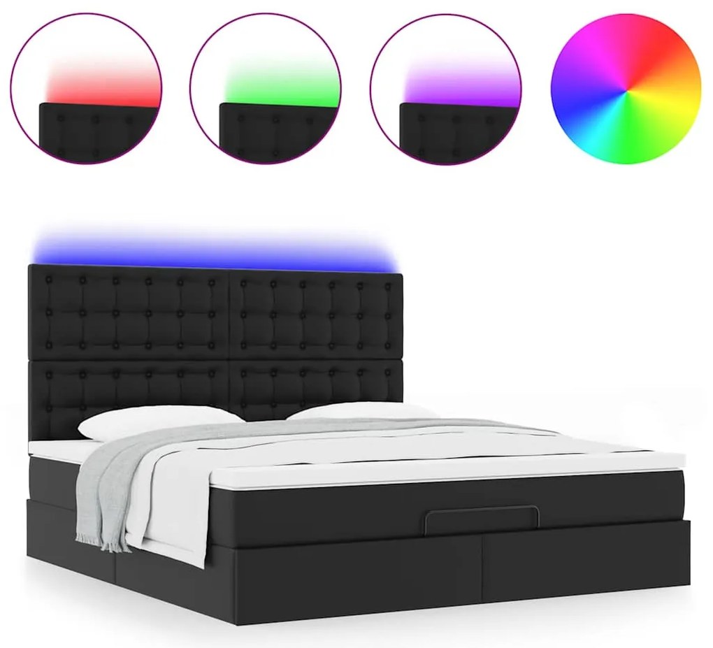 Estrutura de cama otomana com colchão 160x200 cm preta