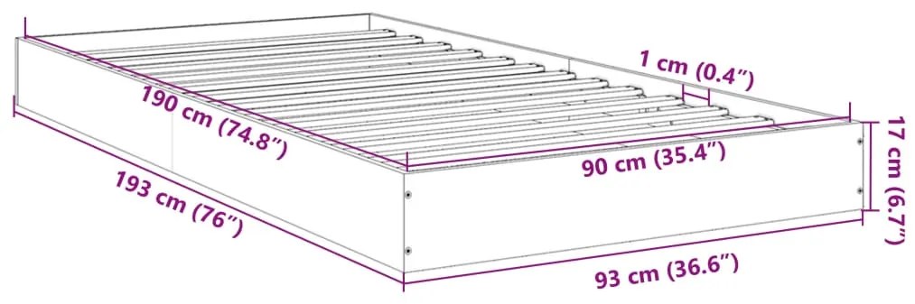 Estrutura de cama 90x190 cm derivados de madeira branco