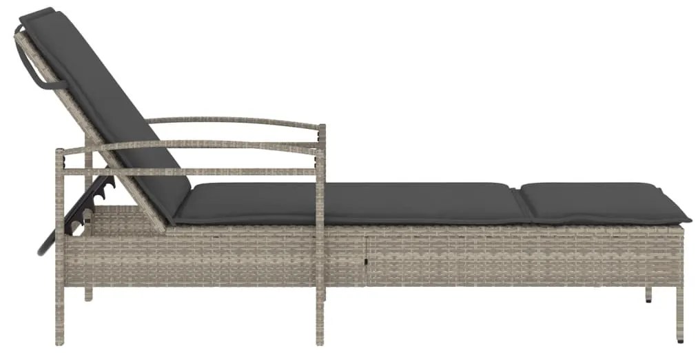 Espreguiçadeira com almofadão 63x200x81 cm vime PE cinza-claro