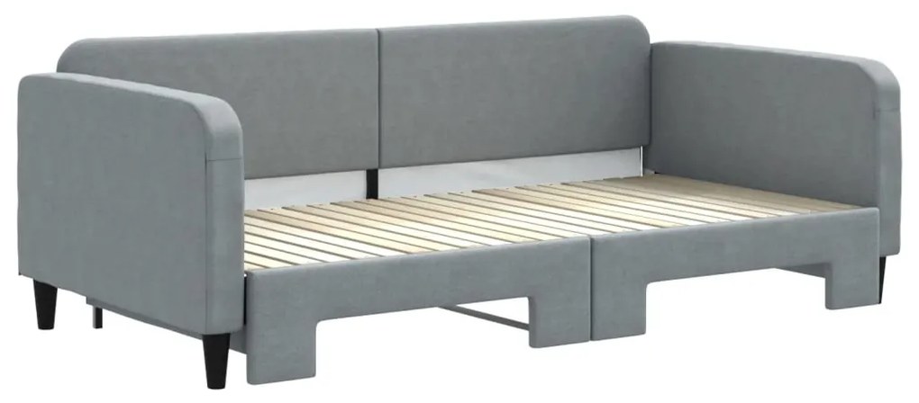 Sofá-cama com gavetão 100x200 cm tecido cinzento-claro