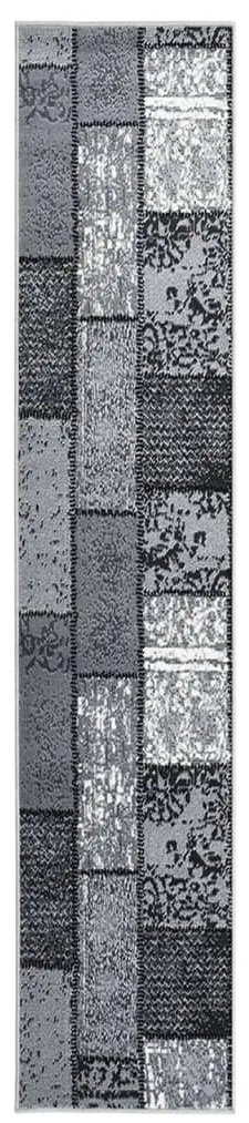 vidaXL Passadeira c/ padrão de blocos 60x450 cm polipropileno cinzento