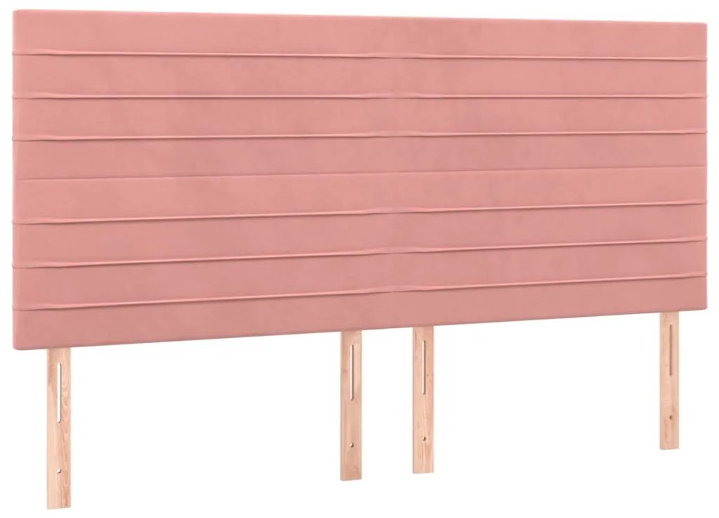 Cabeceira de cama c/ luzes LED veludo 180x5x118/128 cm rosa