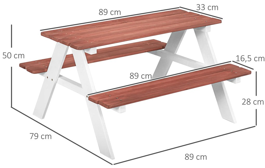 Conjunto de Mesa e 2 Bancos Infantil de Madeira Mesa de Piquenique par