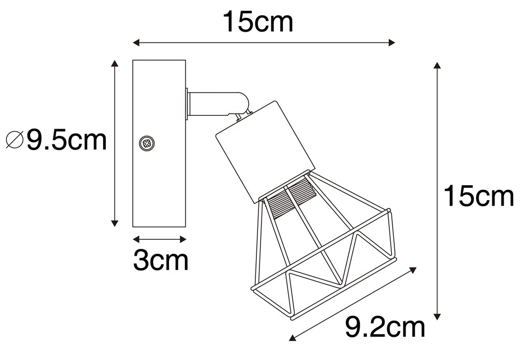 Projetores industriais pretos com articulação e inclinação em madeira - Mosh