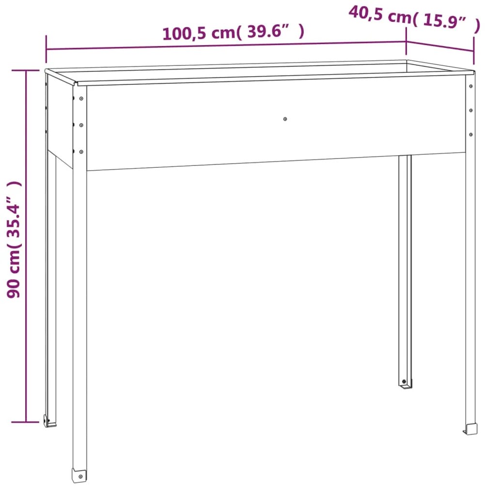Vaso/floreira jardim 100,5x40,5x90 cm aço galvanizado antracite