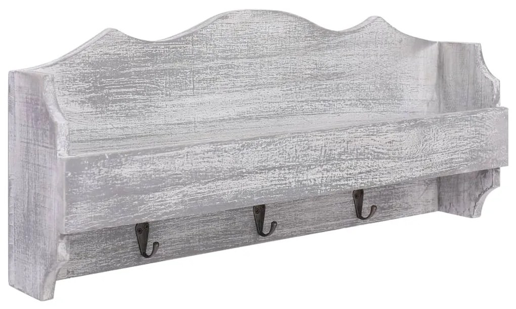 Cabide de parede 50x10x23 cm madeira cinzento