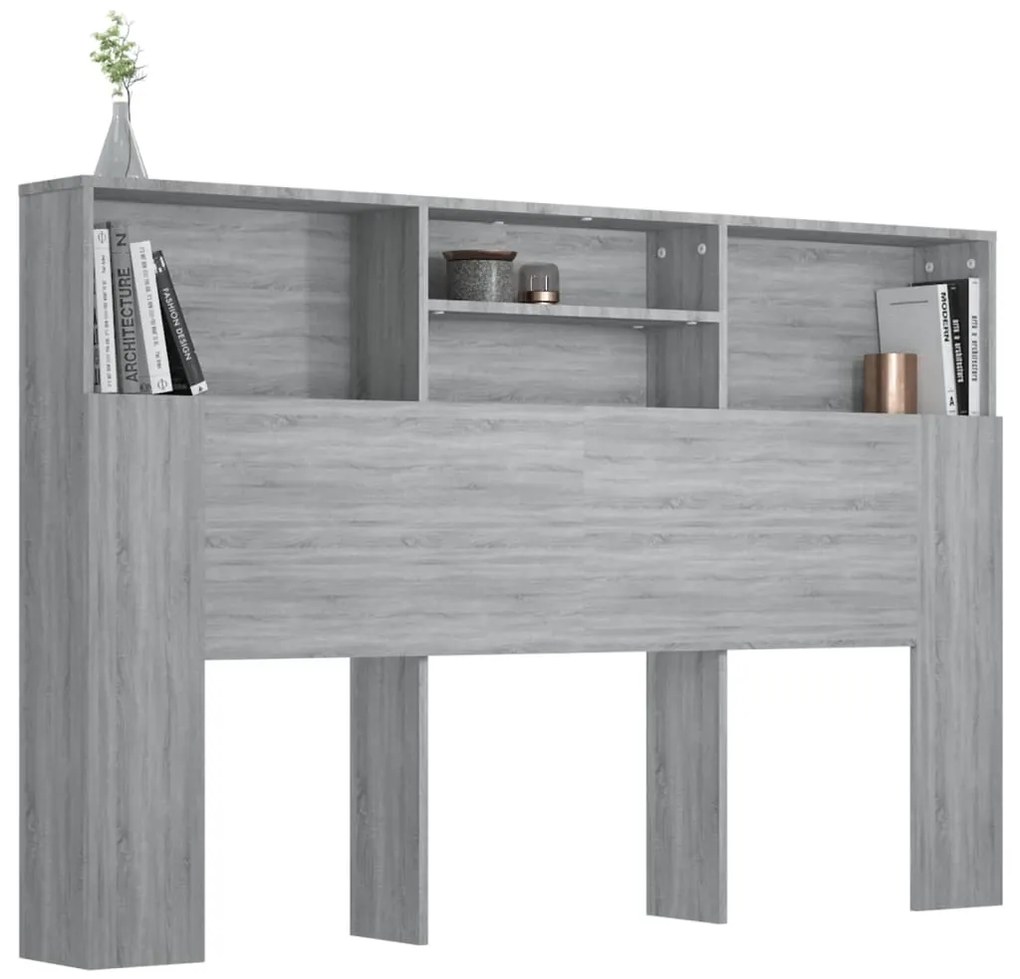 Armário de cabeceira 160x19x103,5 cm sonoma cinzento