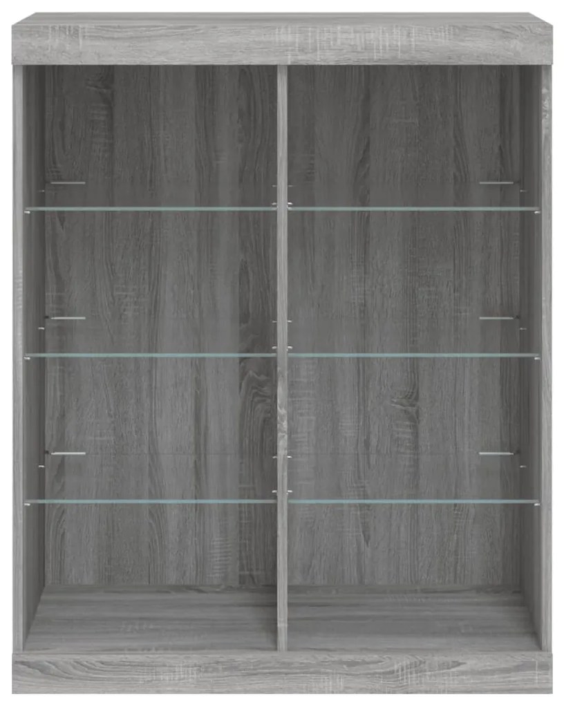 Aparador com luzes LED 81x37x100 cm cinzento sonoma
