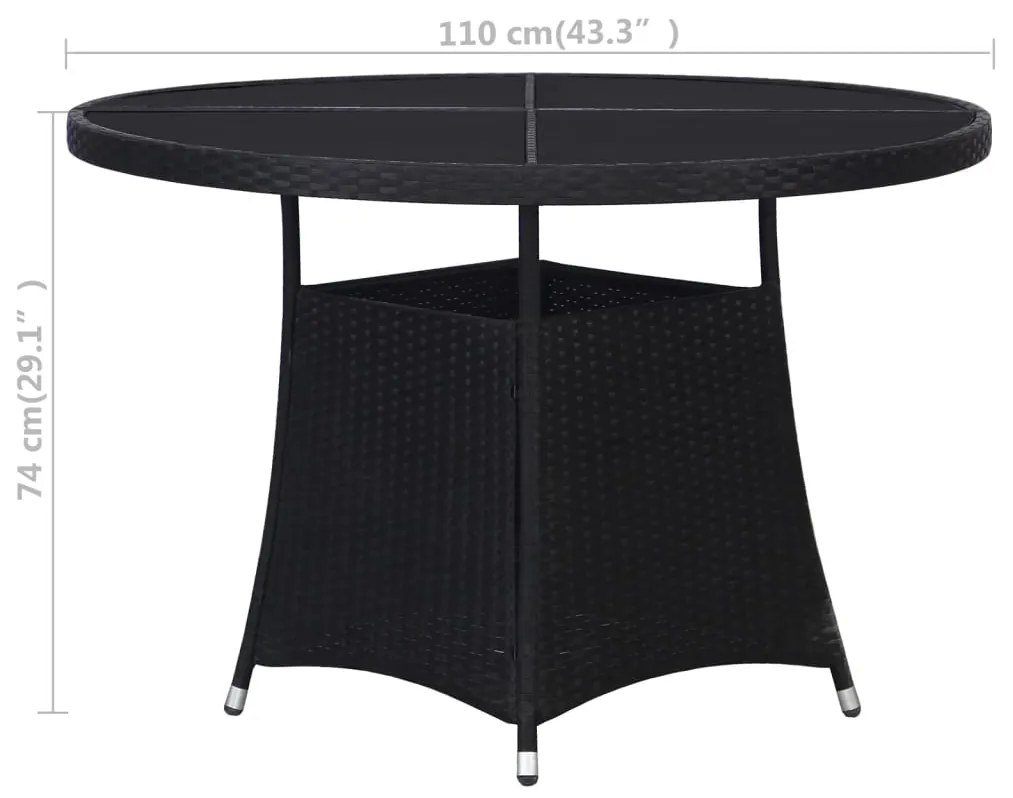 Mesa de jardim Ø110x74 cm vime PE preto