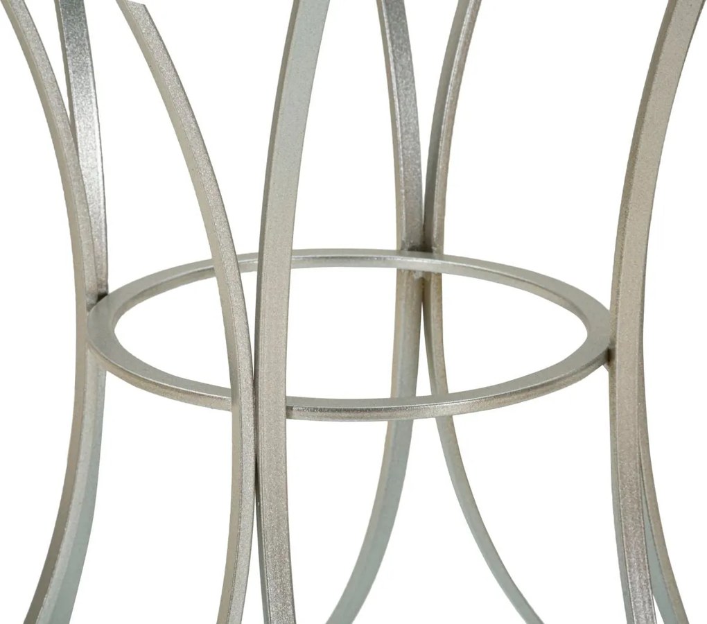 Mesa Trixy - Metal Prata e Topo de Vidro Temperado - Ø 56 cm x 68 cm