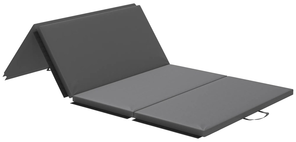 HOMCOM Tapete de ginástica yoga pilates fitness dobrável em 4 com pegas material sintético 240 x 120 x 5 cm cinzento | Aosom Portugal