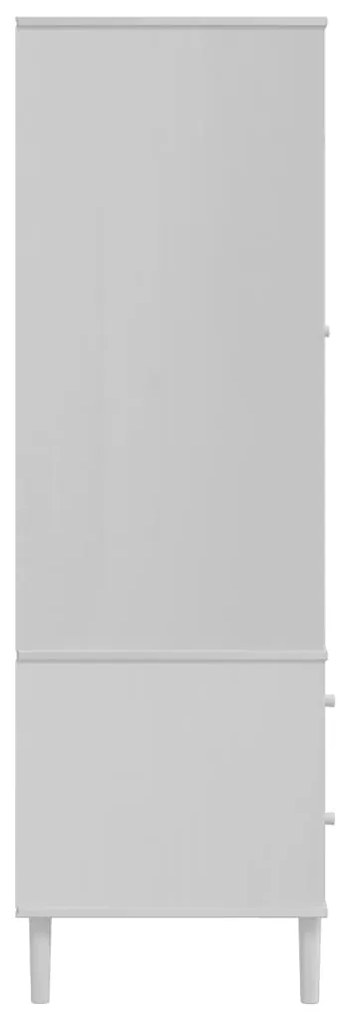 Roupeiro SENJA aspeto vime 90x55x175 cm pinho maciço branco