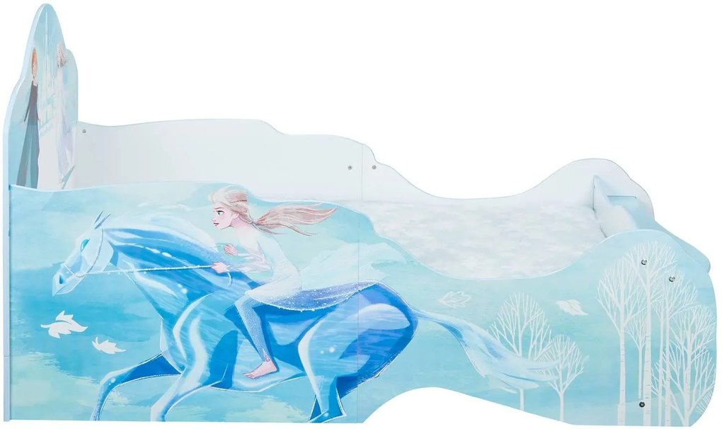 CAMA INFANTIL DE TRENÓ FROZEN 2 CRIANÇA COM COLCHÃO E ALMOFADA 85x73x158 cm