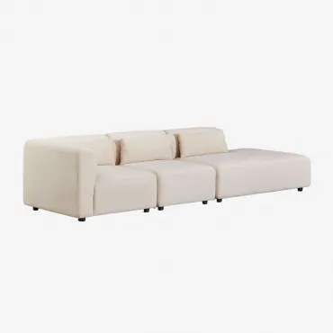 Sofá Modular De Canto Em 3 Peças Com Chaise Longue Direita Fogler Linho Veludo Bege Linho - Sklum