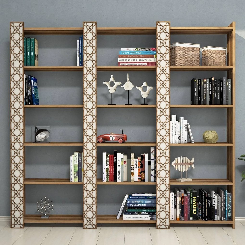 Estante City – Walnut Cream – 184,6 x 170 x 24,2 cm
