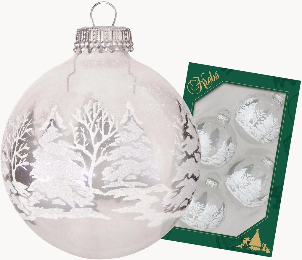 Bolas de Natal pintadas à mão Winter Forest, conjunto de 4