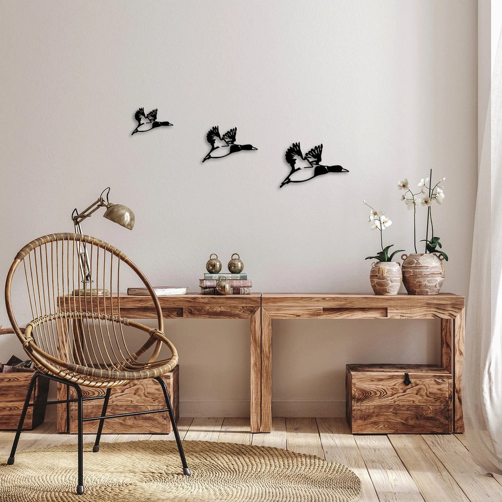 Acessório Decorativo de Parede Metalizado Patos – Preto – 11x16 cm, 14