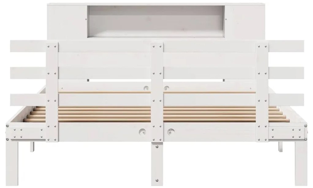 Cama com estante sem colchão 135x190 cm pinho maciço branco