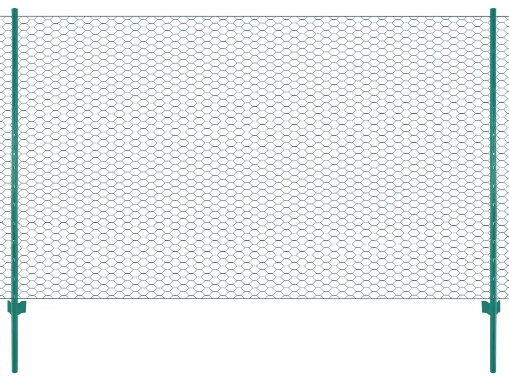vidaXL Cerca de arame com postes aço 25x1,5 m verde