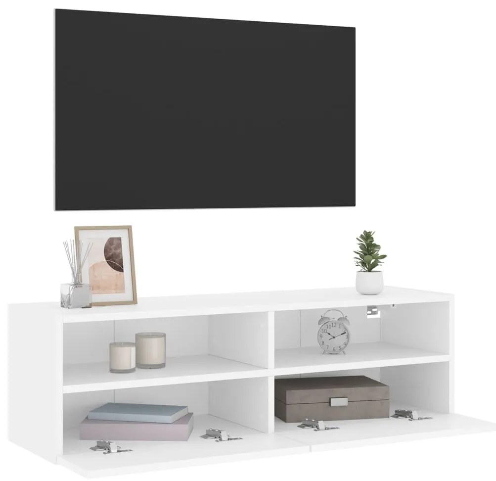 Móvel de parede p/ TV 100x30x30 cm derivados de madeira branco