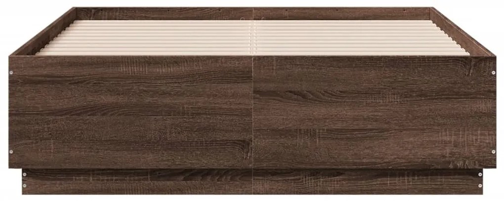 Estrutura de cama 140x190cm derivados madeira carvalho castanho