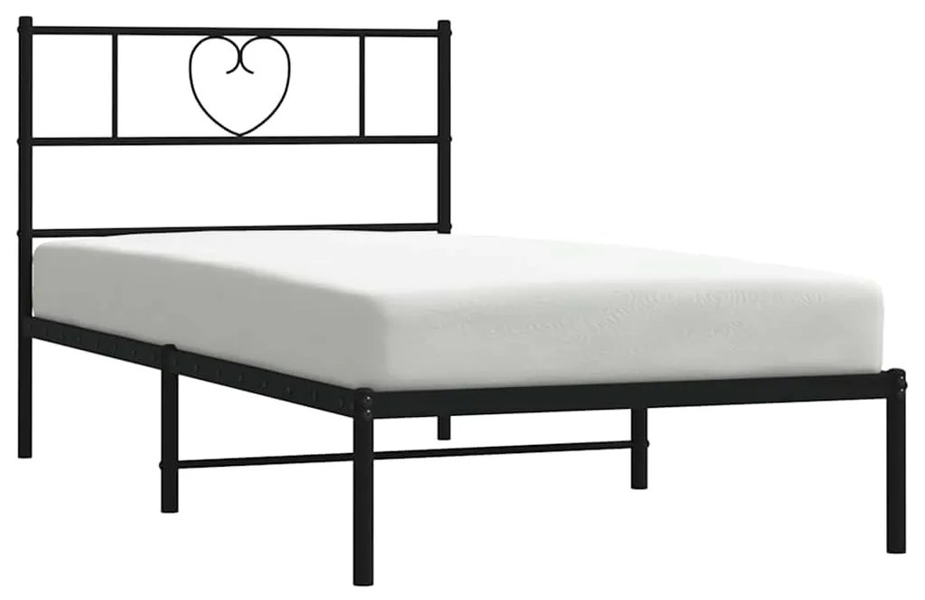 Estrutura de cama com cabeceira 100x200 cm metal preto